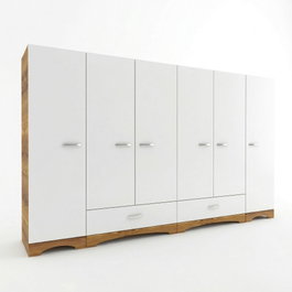 Hanah Home Armario F4 - 524 Blanco y Nogal